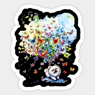 Pomeranian and butterfly Sticker